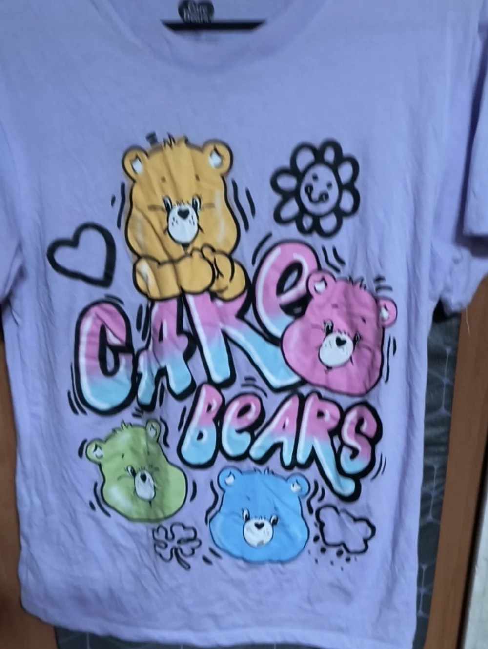 Care Bears Lavender Tee with Multi-Color Bear Graphics